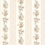 Mirage 992-68304 Lorelai Floral Stripe Wallpaper, Peach by Mirage