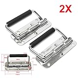ILS - 2 pieces 11cm x 7.5cm Metal Spring Loaded Toolbox Door Puller Chest Handle Grip