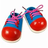 ZHJXQ 子供 靴ひも 学習靴紐 木製 シューズ 教育玩具 木のおもちゃ プレゼント 飾り 一対