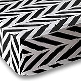 Black/White Herringbone Microfiber Crib Sheet Set By Where The Polka Dots Roam [並行輸入品]