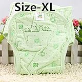 エルフ ベビー(Fairy Baby) ベビー用綿100％漏れ防止赤ちゃんメッシュポケット式布おむつカバー（グリーン、XL）