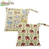 Ohbabykaおむつポーチ マルチポーチ おむつ入れ おしりふき オムツポーチ 出産祝い 消臭＆抗菌 折りたたみ 簡単収納 おしりふきケース おしりふきポーチ2点セット (NPG0507)