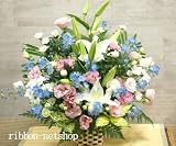 【お盆・お供え花】【法要】【命日】●お供えのお花●フラワーアレンジメント（生花）白＆淡色ミックス FL-OS-11