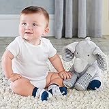 ベビーアスペン Baby Aspen 男の子用グレーxブルーぞうぬいぐるみといろいろ柄ソックス3足セット [並行輸入品]