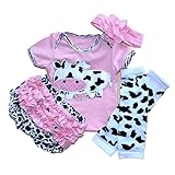 Gmasking ベビー衣装 ホルスタインデザイン ベビー ヘアバンド付き 4点セット (M(3-6Months))