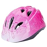 キッズヘルメット ヘルメット 子供用　45-52cm 1-7歳向け　ダイヤル調整 ジュニア 自転車用品 軽量 通勤通学　サイクリング スケートボード用 ピンクはな