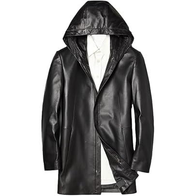 Amazon | [JINLUN] レザージャケット メンズ フード付き 革ジャン 本革