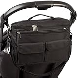 BTR Pram Buggy Buddy Stroller Organiser Changing Storage & Parent Bag - Black - Water Resistant, Uni
