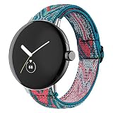 For Google Pixel Watch 用バンド替えベルト ナイロン弾性 伸縮性ゴムバンド 編み込み スポーツバンド交換用ストレッチバンド (ブラウン)