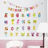 Cartoon Animals English Graphic Alphabet Letters Wall Stickers Removable Wall Decal for Girls and Bo