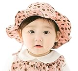 YY-Natuhi ベビー 帽子 女の子 新生児 日よけ帽子 春夏 キッズ バケットハット サンバイザー 赤ちゃん用ハット かわいい つば付き uvカット 女児 100%綿 チェリー柄 6~12ヶ月 
