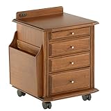 サイドチェスト キャスター付き スリム サイドテーブル ナイトテーブル サイドワゴン ミディアムブラウン