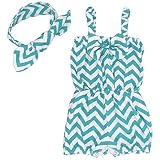 Unique Baby Girls Chevron Romper Headband Set 6-12 Months Aqua by Unique Baby