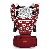 lanova 抱っこひも ベビーキャリア (疲れにくいタイプ スリーピングフード&よだれカバー付き) ベビー用品 レッド