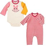 ミキハウスホットビスケッツ (mikihouse hotbiscuits) カバーオール＋ロンパス肌着２点セット (80cm・ピンク)