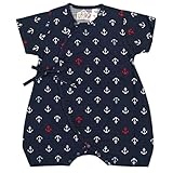 ボーイズ|ベビー|浴衣|甚平[くろわっさんす べべ]ベビー甚平|ロンパース甚平|マリン柄((日本製生地)綿100％|新生児|男の子|男児用 60-70 ネイビー