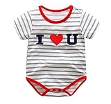 WIN 新生児から ロンパース 赤ちゃん 綿 半袖 Baby 肌着 ボディースーツ ベビー服 男の子 女の子 かわいい 夏 出産祝い (59cm, ストライプ)