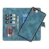 Pelanty 取り外し自由 両用ケース for iPhone 7plus/8plus 2in1 ケース手帳型 ストラップ付き iPhone 7 plus ケース分離式 2way iPhone 8 plus 背面カバー 大容量 財布型カード収納 小銭入れ札入れ 携帯カバー 合成PUレザー+TPU スタンド機能 縄掛け マグネット 耐衝撃 アイフォン7plus/8plus(ブルー)