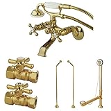 Kingston Brass CCK265PBD Vintage Wall Mount Clawfoot Tub Faucet Package with Offset Supply Lines in 
