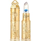 【温感変色】ジェリーリップスティック、24K 温度で色が変わるリップ 金箔入り、ドライフラワー、温感変色、高保湿力、落ちにくい 色が変わるリップグロス,ウォータープルーフ & ロングラスティング ビューティー ブライト フラワー クリスタル ジェリー