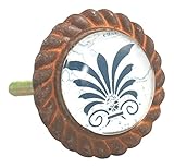 Charleston Knob Company Antique Iron with Glass Inlay Knobs, Set of 2, Charleston Design by Charlest