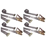 2 " x 16 ' Eトラックラチェットストラップgray-4pk