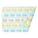 バンビノ 8重ガーゼケット ブランケット 天然 オーガニックコットン ベビーカー お出かけ 出産祝い ギフト 男の子 女の子 (55cm×80cm, 象さん)