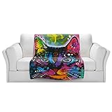 ブランケットウルトラソフトFuzzy 4サイズ！DIANOCHEデザインからby Dean Russo Cat 12ホームDecor Unique Designer芸術的スタイリッシュな寝室アイデアC