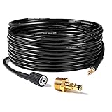 YUET 15m 50フィート 高圧洗浄機交換用ホース ケルヒャーKシリーズ家庭用ワッシャーK2、K3、K4、K5、K7用、クリックバヨネットからM22-14mmねじ山用 ねじ山コンセント付き