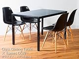 イームズDSWハーフマット4脚×8mm厚強化ガラスダイニングテーブルチェア5点セット120X75cmブラック（black）4人用
