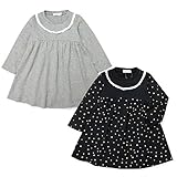 (ブラック/90cm)ベビー服 女の子 ワンピース 長袖 mia mail ミアメール 星柄 スムース素材 フリル スナップボタン 女児 ベビー