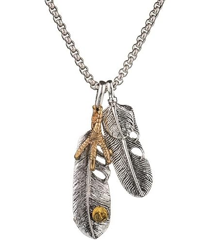 LEX着用　ターコイズ　フェザー　ネックレス　メンズ　革　ブラウン　シルバー Amazon.co.jp: LEX着用 ターコイズ フェザー ネックレス メンズ