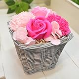 フレグランス ソープ フラワー ギフト　[ピンクローズバスケット] アレンジ 石鹸 花 バラ　香る