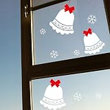 Dnven (31"w X 43"h) Three Cute Jingle Bells with Snowflakes Happy Christmas Decorative Wall Stickers