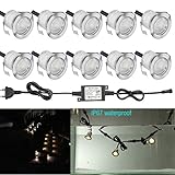 埋め込み式ライト FVTLED スポットライト 地中埋込型ライト 12V 0.6W IP67防水 LED 照明 高輝度 省電力 複数延長可能 ガーデン 庭 屋外用 (20個セット, ウォームホワイト)