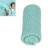 J-LAVIE ベビー 毛布 おくるみ 寝相アート 赤ちゃん アフガン ストレッチ 伸びる ニットラップ 写真道具 記念撮影 (ミントグリーン)
