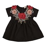 (プタス)Putars ベイビー服 子供服 女の子 ワンピース ドレス 半袖 花柄 バラ柄 刺繍 可愛い オシャレ プリンセス 通園 発表会 旅行 記念日 プレゼント 1-4歳