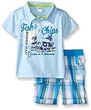 Petit Lem Baby Boys' 2 Piece Set Sleeve Top and Short Blue 9 Months [並行輸入品]