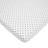 American Baby Company 100% Cotton Percale Fitted Portable/Mini Crib Sheet, White with Gray Dot by Am
