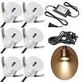 FVTLED 階段ライト 歩道ライト DC12V 1.1W 埋め込み穴径30㎜ 防水 アルミ合金 夜間照明 階段ステップ 階段 廊下 玄関 (C1-02(6pcs))