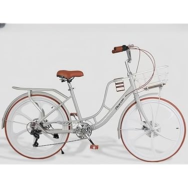 シティサイクル ホワイト 前バスケット付き ブラウンサドル 24インチ シティサイクル ホワイト 前バスケット付き ブラウンサドル 24