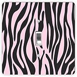 Zebra Design onライトピンク正方形 – ライトスイッチP ホワイト RK-LSPS-330