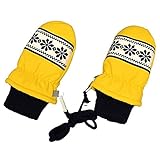 アスナロ（グローブ） スノーミトン ベビー 男の子 ノルディック柄 手袋 スキーミトン 裏フリース3-4才 イエロー