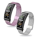 [AUFY] 【2枚入り】 バンド対応Huawei Talkband B7/B6/B3バンド ステンレススチールバンド対応Huawei Talkband B7/B6/B3交換バンド ミラネーゼループ 調節可能 交換ベルトHuawei Talkband B7/B6/B3ステンレススチールバンド (g)