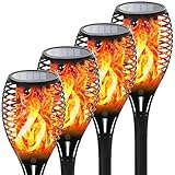 Otdair 4本セット 33LED ソーラーライト屋外 IP65防水 ソーラー炎パースランプ トーチ 自動点灯 電気代不要 クリスマス風景