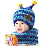 MIOIM® 選べる5色 ニット帽子&マフラー セット 耳まであったか キャップ ベビー キッズ 子供用 かわいい 赤ちゃん 誕生日 出産祝い 記念写真 防寒帽子
