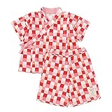 (チャックル) chuckle ブロックチェック甚平上下セット レッド 95cm P3103-95-21