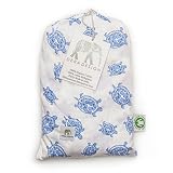 Fitted Crib Sheet in GOTS-Certified Soft Organic Cotton for Baby or Toddler, Turtle Print (Blue) by 