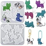 Voyyphixa シリコンモールド 猫 ペンダント 5種類 キーホルダー ねこ グネックレス DIY (5種類の猫)