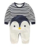 可愛いペンギンベビージャンプスーツコットンClothes Outfitストライプロンパース